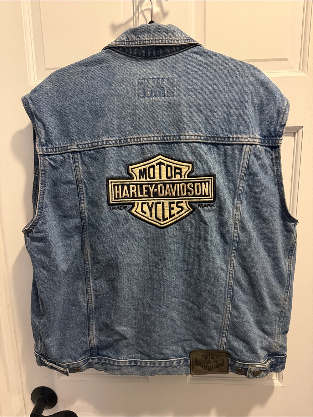Harley-Davidson Light Blue Denim Vest with Back Shield Patch